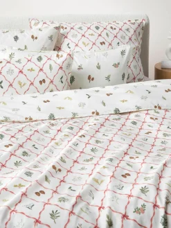 Omkeerbare katoenen perkale kussenhoes Twigs met winterse prints^Westwing Collection Outlet