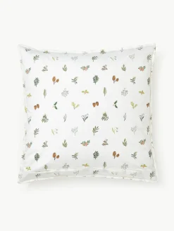Omkeerbare katoenen perkale kussenhoes Twigs met winterse prints^Westwing Collection Outlet