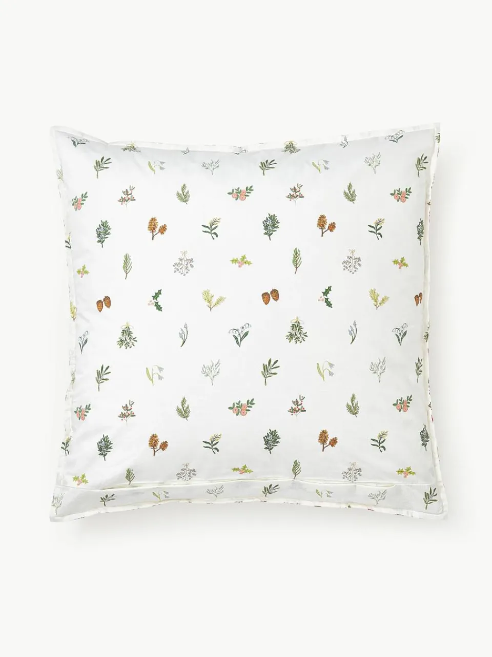 Omkeerbare katoenen perkale kussenhoes Twigs met winterse prints^Westwing Collection Outlet