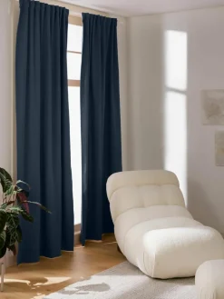 Ondoorzichtig gordijn Jensen met multiband, 2 stuks^Westwing Collection Clearance