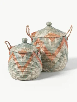 Opbergmanden Mija met deksel, set van 2^Westwing Collection Fashion