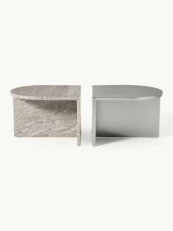 Ovale salontafels Leander van metaal en marmer, set van 2^Westwing Collection Outlet