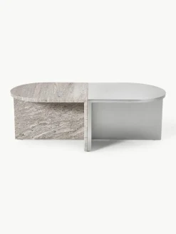 Ovale salontafels Leander van metaal en marmer, set van 2^Westwing Collection Outlet