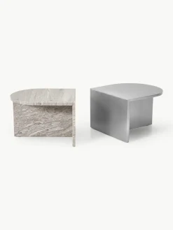 Ovale salontafels Leander van metaal en marmer, set van 2^Westwing Collection Outlet