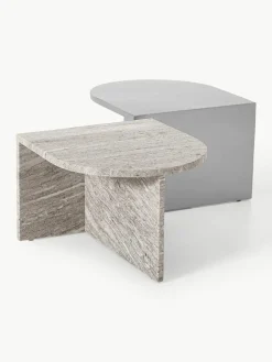 Ovale salontafels Leander van metaal en marmer, set van 2^Westwing Collection Outlet