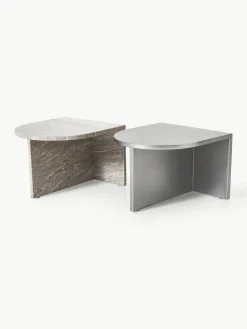 Ovale salontafels Leander van metaal en marmer, set van 2^Westwing Collection Outlet