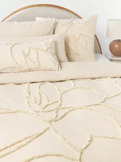 Perkalkatoenen kussenhoes Madeline met getufte decoratie^Westwing Collection Online