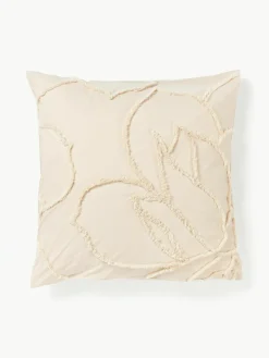Perkalkatoenen kussenhoes Madeline met getufte decoratie^Westwing Collection Online