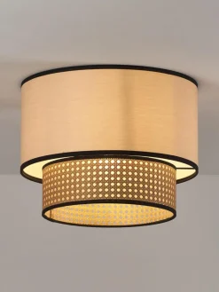 Plafondlamp Vienna van Weens vlechtwerk met stof^Westwing Collection Discount