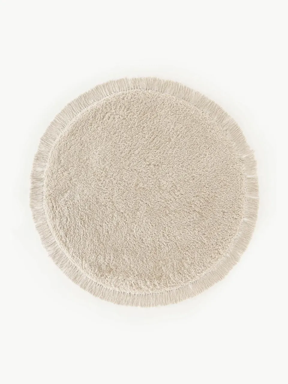 Pluizig rond hoogpolig vloerkleed Dreamy met franjes^Westwing Collection New