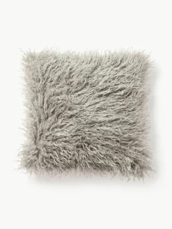 Pluizige kussenhoes van imitatievacht Morten, gekruld^Westwing Collection Outlet