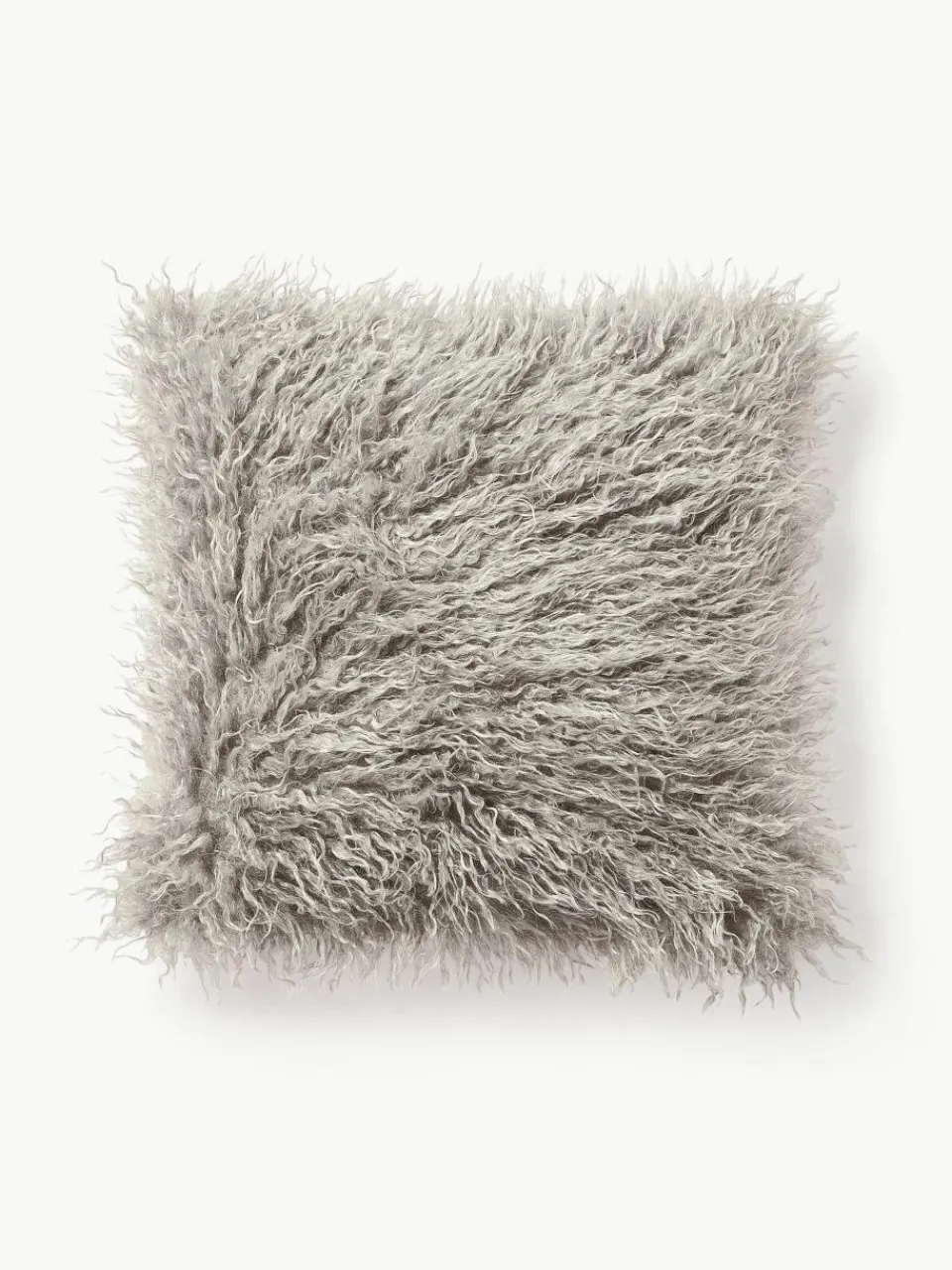 Pluizige kussenhoes van imitatievacht Morten, gekruld^Westwing Collection Outlet