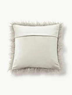 Pluizige kussenhoes van imitatievacht Morten, gekruld^Westwing Collection Outlet