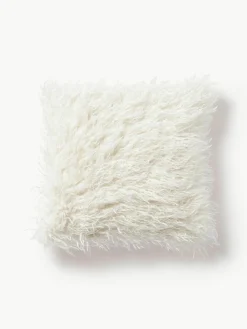 Pluizige kussenhoes van imitatievacht Morten, gekruld^Westwing Collection New