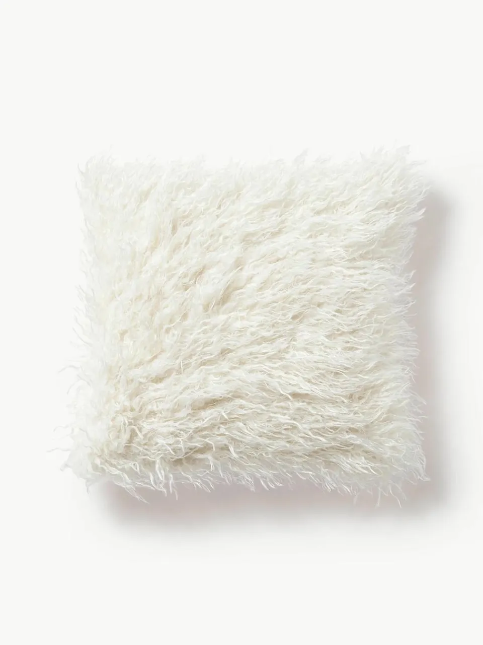 Pluizige kussenhoes van imitatievacht Morten, gekruld^Westwing Collection New