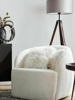 Pluizige kussenhoes van imitatievacht Morten, gekruld^Westwing Collection New