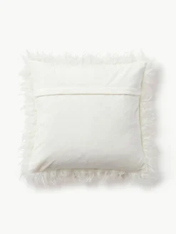 Pluizige kussenhoes van imitatievacht Morten, gekruld^Westwing Collection New