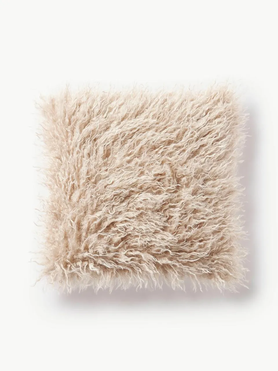 Pluizige kussenhoes van imitatievacht Morten, gekruld^Westwing Collection Clearance