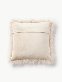 Pluizige kussenhoes van imitatievacht Morten, gekruld^Westwing Collection Clearance