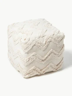 Poef Akesha met getuft zigzagpatroon^Westwing Collection Fashion