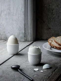 Porseleinen eierdopjes Rhombe met gestructureerde oppervlak, 2 stuks^Lyngby Porcelaen Best