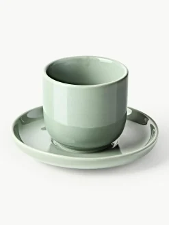 Porseleinen espressokopjes Nessa met schotels, 4 stuks^Westwing Collection Discount