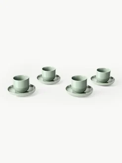 Porseleinen espressokopjes Nessa met schotels, 4 stuks^Westwing Collection Discount