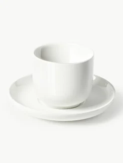 Porseleinen espressokopjes Nessa met schotels, 4 stuks^Westwing Collection Best
