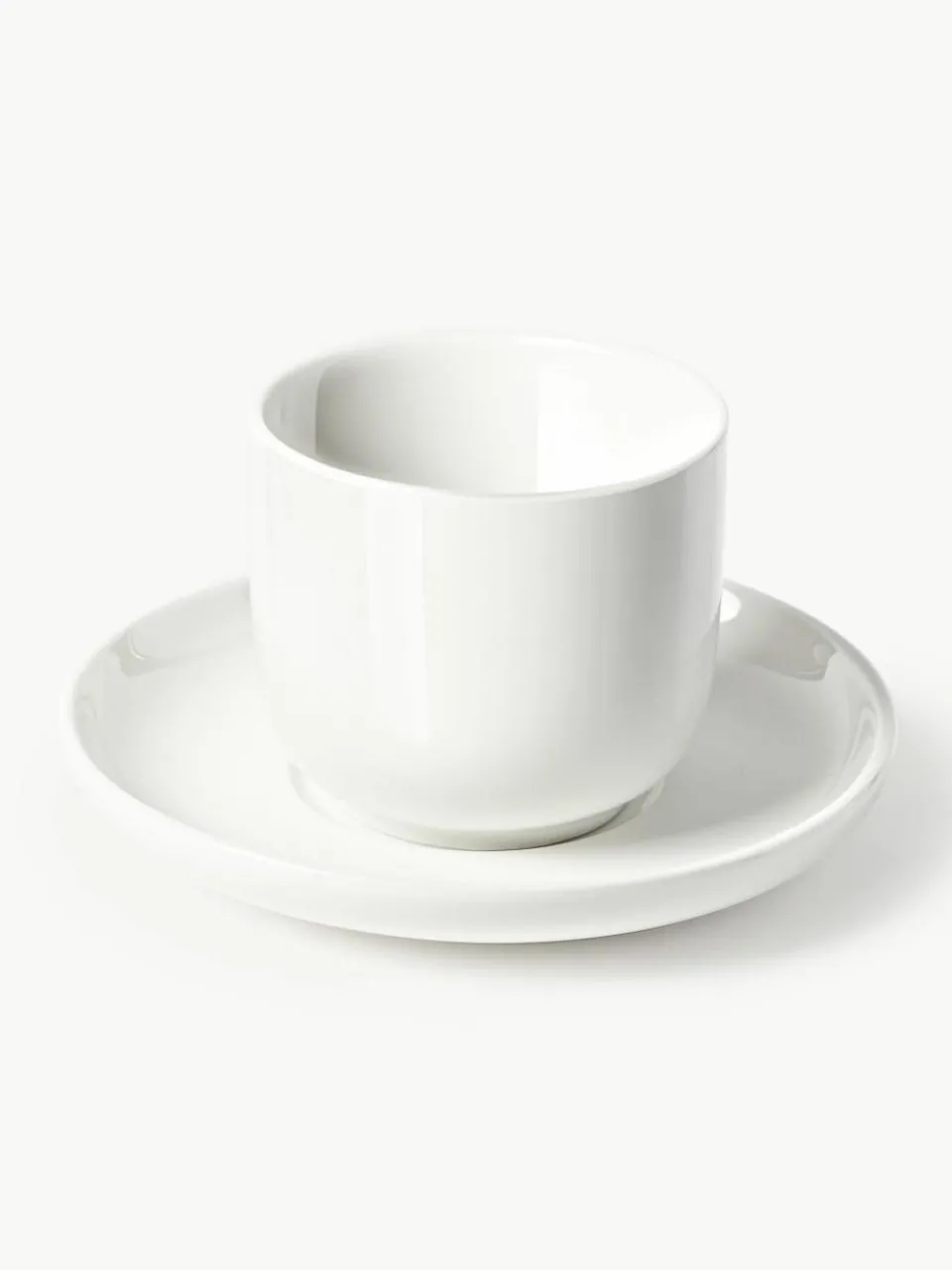 Porseleinen espressokopjes Nessa met schotels, 4 stuks^Westwing Collection Best