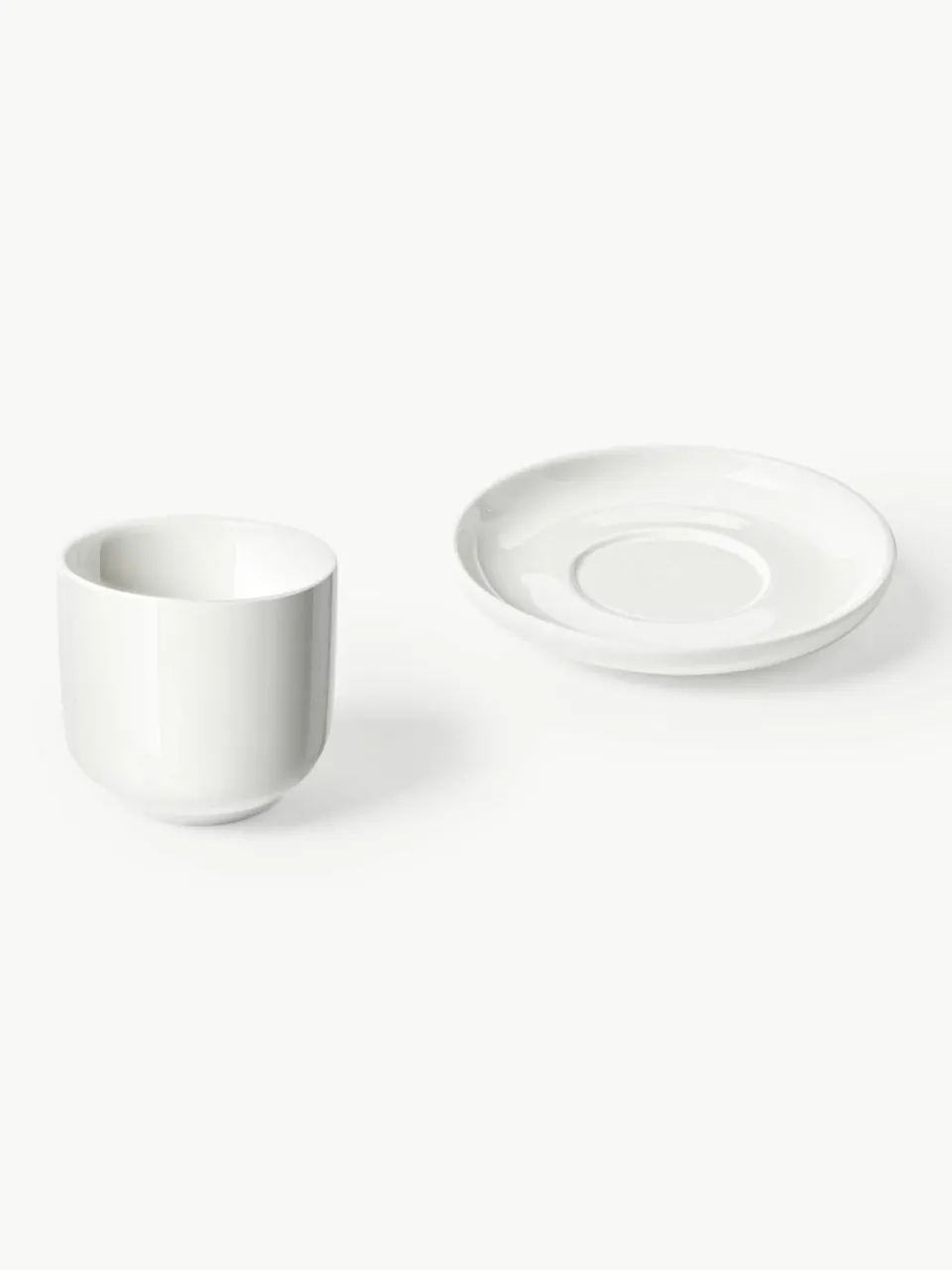 Porseleinen espressokopjes Nessa met schotels, 4 stuks^Westwing Collection Best