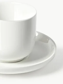 Porseleinen espressokopjes Nessa met schotels, 4 stuks^Westwing Collection Best