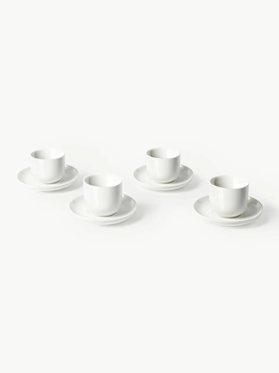 Porseleinen espressokopjes Nessa met schotels, 4 stuks^Westwing Collection Best
