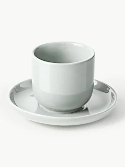 Porseleinen espressokopjes Nessa met schotels, 4 stuks^Westwing Collection Hot