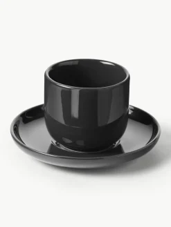 Porseleinen espressokopjes Nessa met schotels, 4 stuks^Westwing Collection Online