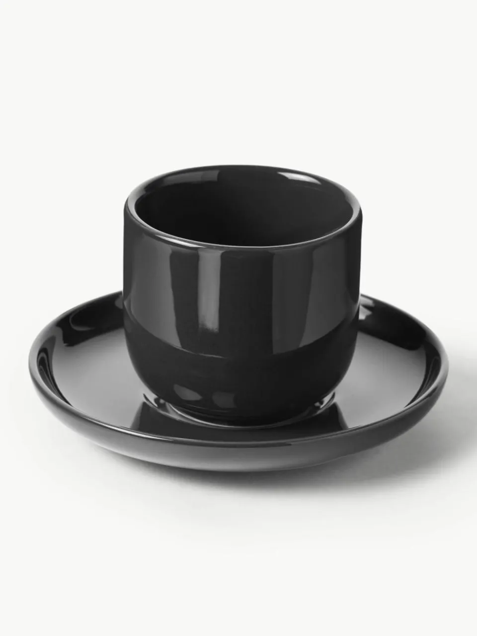 Porseleinen espressokopjes Nessa met schotels, 4 stuks^Westwing Collection Online