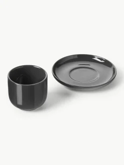 Porseleinen espressokopjes Nessa met schotels, 4 stuks^Westwing Collection Online