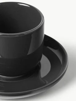 Porseleinen espressokopjes Nessa met schotels, 4 stuks^Westwing Collection Online