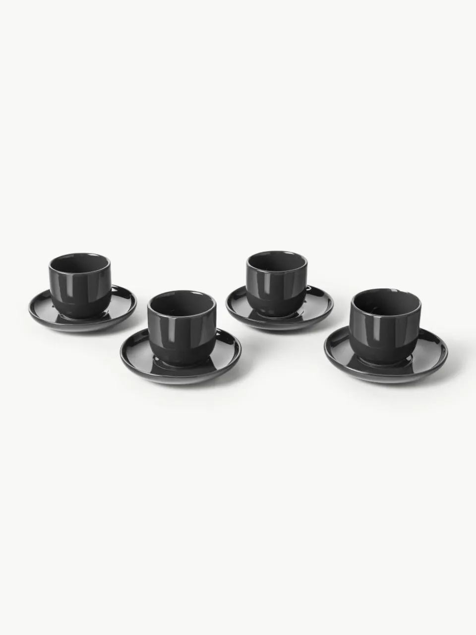 Porseleinen espressokopjes Nessa met schotels, 4 stuks^Westwing Collection Online