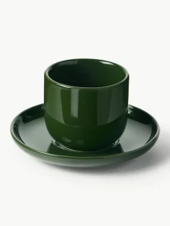 Porseleinen espressokopjes Nessa met schotels, 4 stuks^Westwing Collection Outlet
