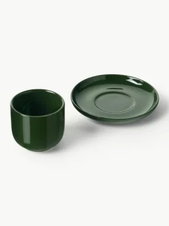 Porseleinen espressokopjes Nessa met schotels, 4 stuks^Westwing Collection Outlet