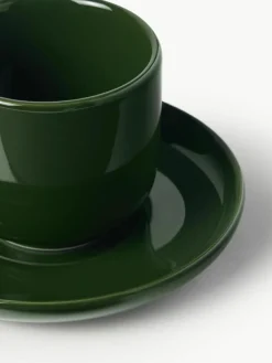 Porseleinen espressokopjes Nessa met schotels, 4 stuks^Westwing Collection Outlet