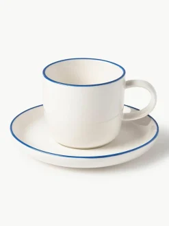 Porseleinen espressokopjes Facile met schoteltjes, 2 stuks^Westwing Collection Discount