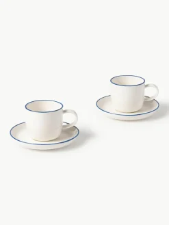 Porseleinen espressokopjes Facile met schoteltjes, 2 stuks^Westwing Collection Discount