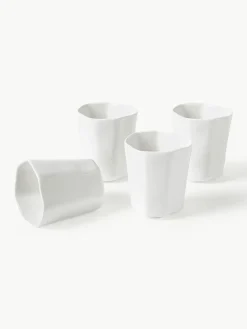 Porseleinen koffiemokken Joana in organische vorm, 4 stuks^Westwing Collection Discount