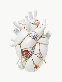 Porseleinen vaas Love in Bloom met goudkleurige decoratie, H 25 cm^SELETTI Outlet