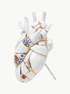 Porseleinen vaas Love in Bloom met goudkleurige decoratie, H 25 cm^SELETTI Outlet