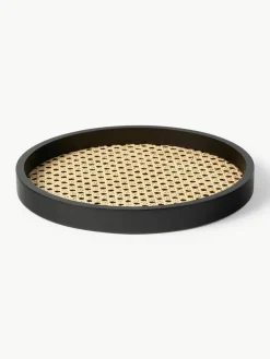 Rond decoratief dienblad Carina met Weens vlechtwerk^Westwing Collection Sale