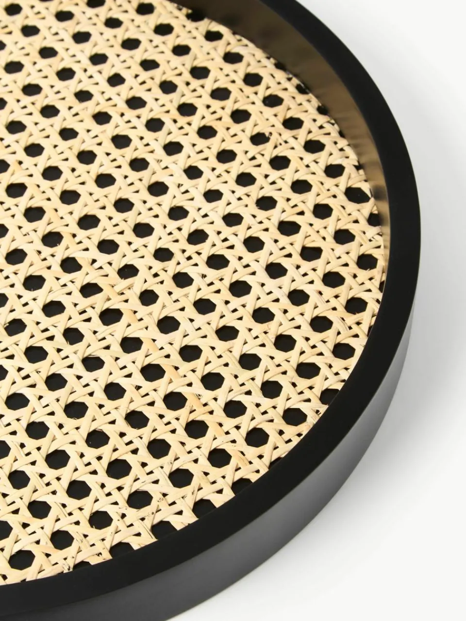 Rond decoratief dienblad Carina met Weens vlechtwerk^Westwing Collection Sale