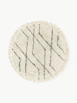 Rond katoenen vloerkleed Bina met ruitjesmotief, handgetuft^Westwing Collection Online