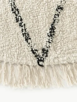 Rond katoenen vloerkleed Bina met ruitjesmotief, handgetuft^Westwing Collection Online